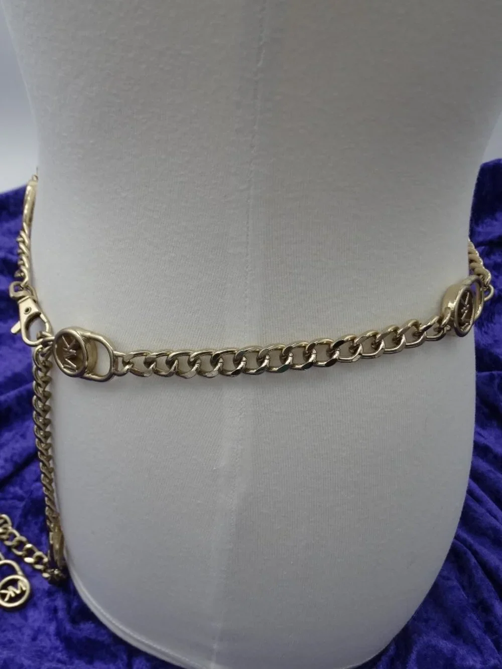 Michael Kors Gold Tone Chain MK Logo Women's Adjustable Belt 40